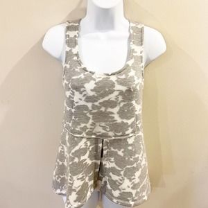 Akemi + Kin Anthro Scuba Lace Peplum Tank Gray XS